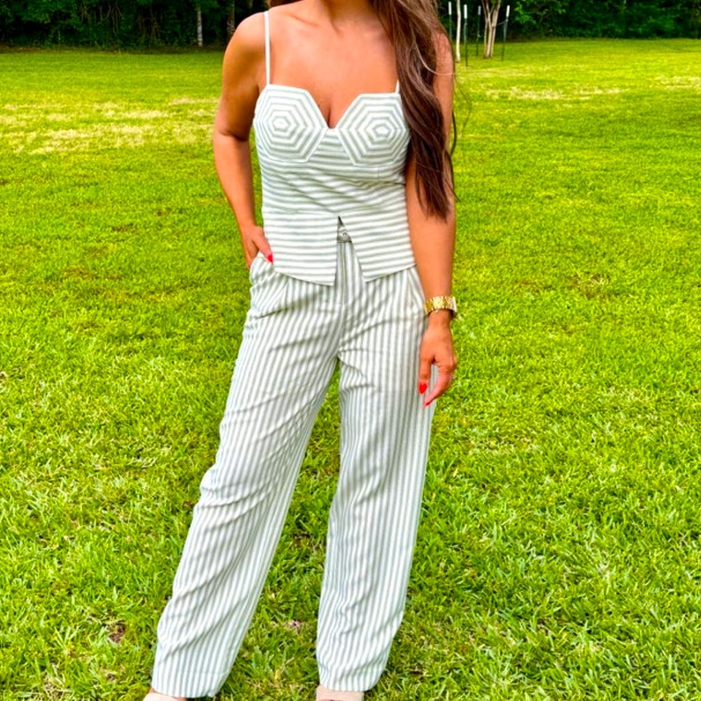 English Factory - Green and Wht stripe Small Top ONLY